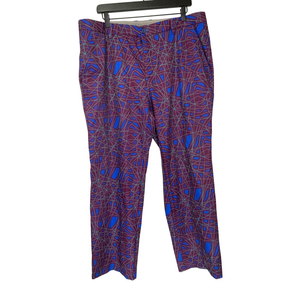 Men's Hreski Loud Geometric Print Golf Pants Purple Blue Size 38W/30L Read